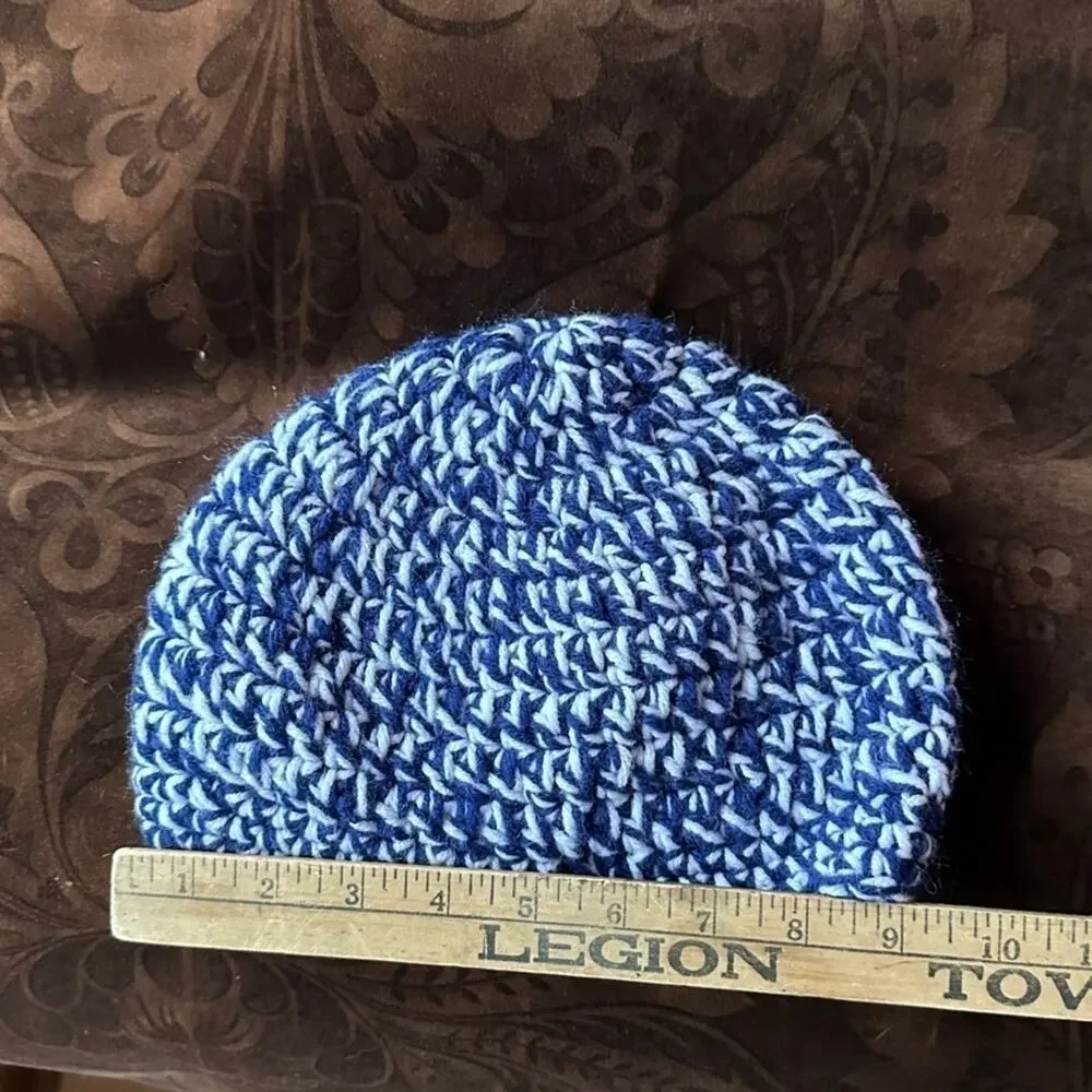 Handmade Blue and white crochet hat acrylic